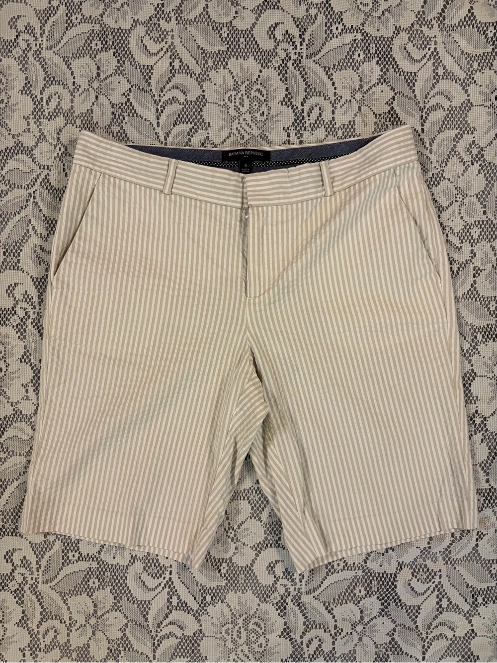 Banana Republic Striped Seersucker Bermuda Shorts & Navy Bermuda Shorts - Picture 10 of 16